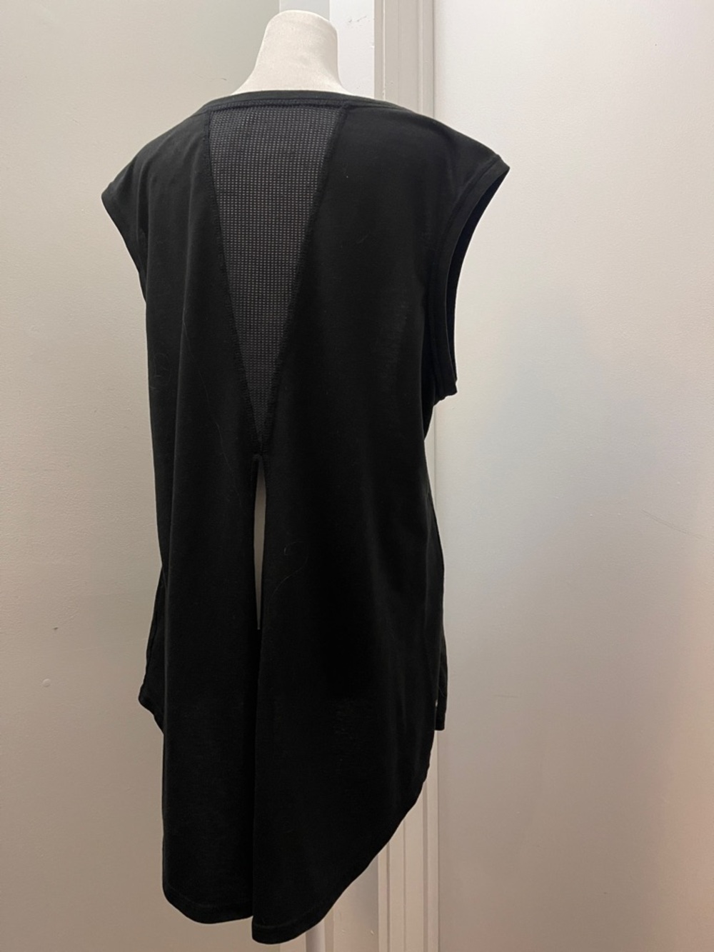 Danskin Black Split-Back Tank with Mesh Inset